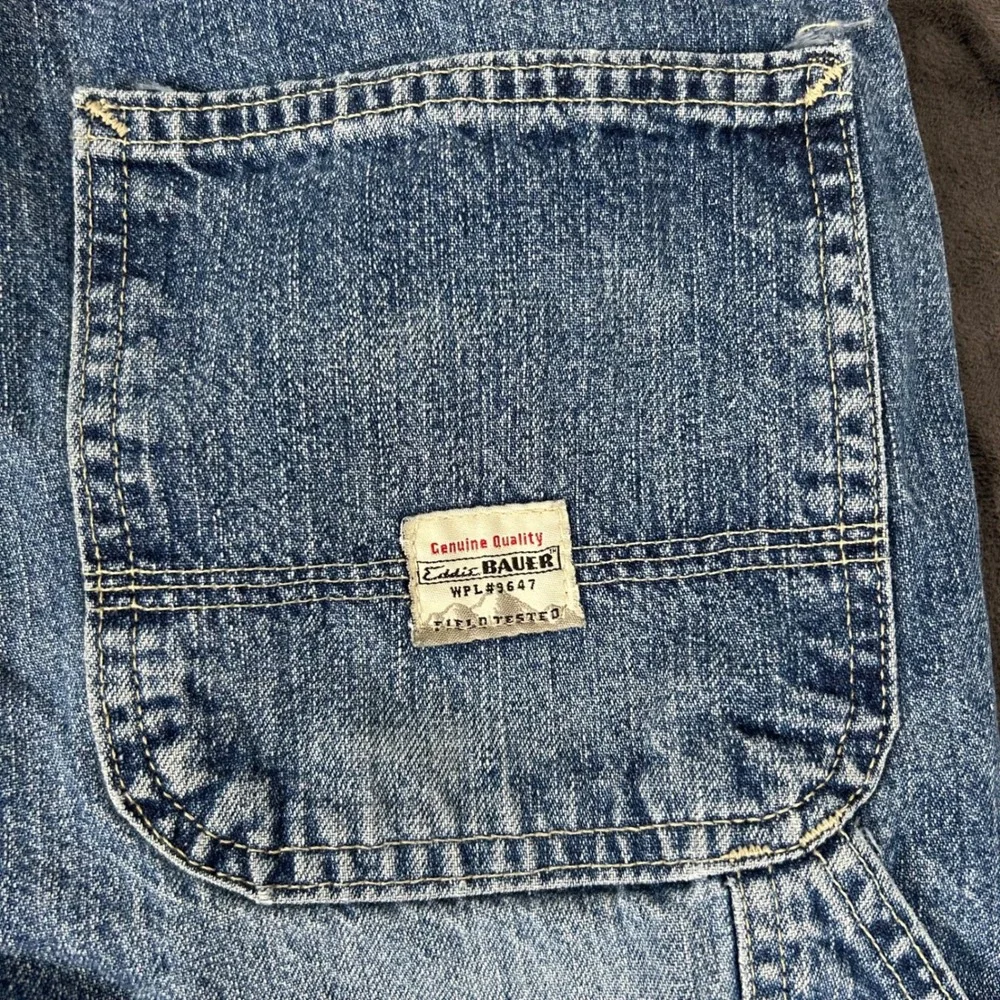 Eddie Bauer Carpenter Jeans Mens 34x32 Blue Denim Workwear Utility Pants